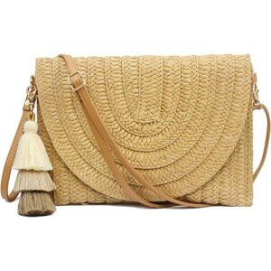 Straw Clutch Crossbody Bag Summer Beach Purse Envelope Handbag Shoulder Bag